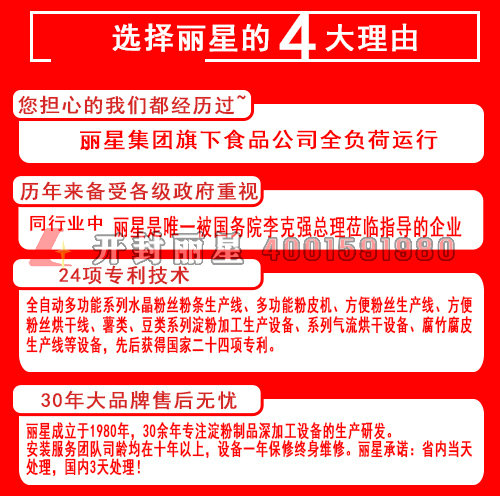 全自动马铃薯粉丝机成套设备选择丽星理由